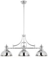 Niklowana elegancka i ekskluzywna lampa z trzema punktami światła nad stół. Regulowana wysokość lampy.