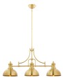 Potrójna złota lampa o regulowanej wysokości w stylu glamour.