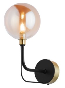 Kinkiet ścienny Eric  z bursztynowym kloszem R21887