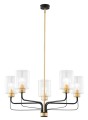 Nowoczesny żyrandol czarno - złoty z bezbarwnymi kloszami. Możliwa regulacja wysokości.