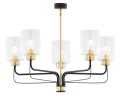 Nowoczesny żyrandol czarno - złoty z bezbarwnymi kloszami. Możliwa regulacja wysokości.