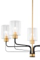 Nowoczesny żyrandol czarno - złoty z bezbarwnymi kloszami. Możliwa regulacja wysokości.