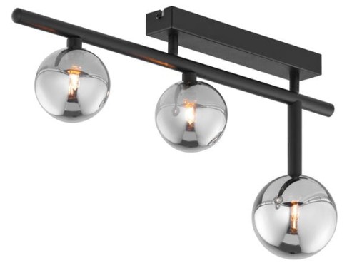 Lampa na sufit do nowoczesnych kuchni. Czarna z kloszami dymnymi.