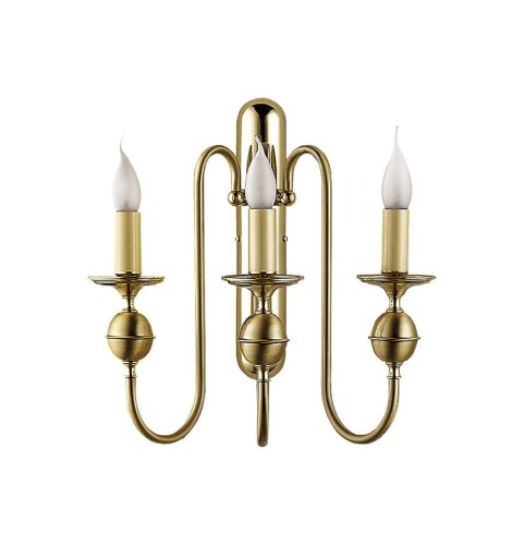 Mosiężny kinkiet potrójny, elegancki i ekskluzywny. Lampa świecznikowa.