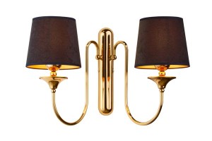 Kinkiet złoty Badumi z abażurkami R21953