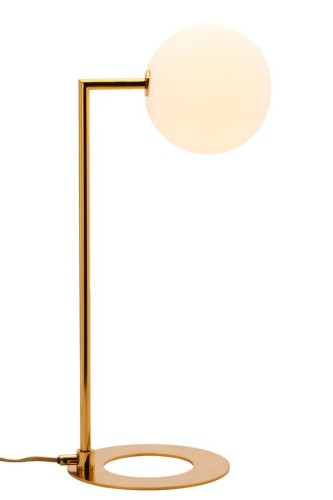 Mosiężna lampka stołowa o nowoczesnym designie.