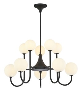 Żyrandol czarny Silin z białymi kulami R21948