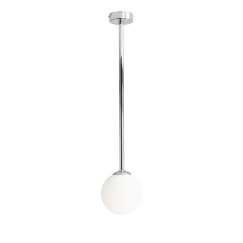Pojedyncza srebrna lampa chromowa z kulą białą.