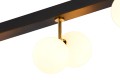 Lampa na sufit z 6 kloszami kulami. Stelaż lampy w kolorze czerni i złota.