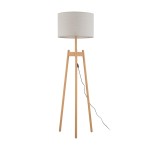 Lampa stojąca drewniana z dużym abażurem PEROS 35423
