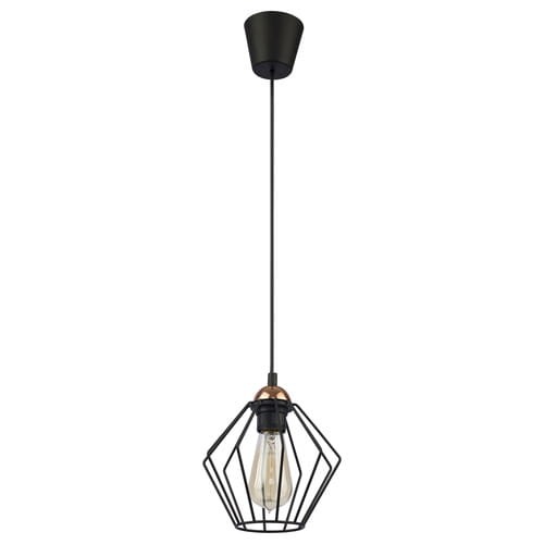 Lampa wisząca pojedyncza w stylu loft z drucianym kloszem.