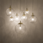 Żyrandol złoty z kulami  a`la kryształ  GOLDDIX 34608