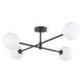 Czarny żyrandol na sufit - nowoczesny z 4 kulkami białymi.