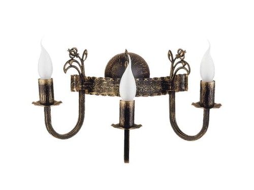 Kinkiet klasyczny świecznikowy na trzy żarówki w kolorze czarnym - ręcznie patynowany.