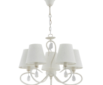 Żyrandol biały z 5 abażurkami Bati 418525