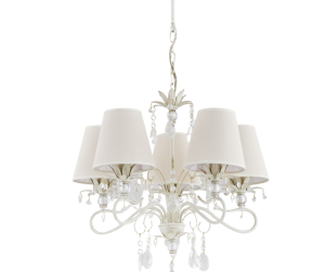 Żyrandol biały z abażurami  wyjątkowo ozdobny Luki 421065