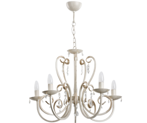 Żyrandol biały świecznikowy pięć ramion  Weire 418515