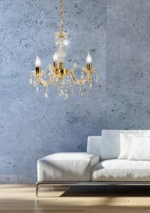 Żyrandol złoty ozdobny  świecznikowy  Bonna 194639