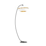 Lampa podłogowa  z abażurem biało - złotym Pino 51182/LP