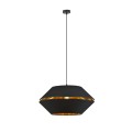 Nowoczesna lampa z abażurem w kolorze czerni i złota.