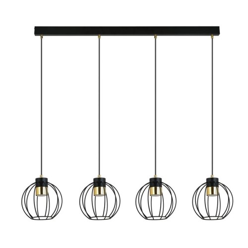 Wisząca lampa loftowa z 4 kloszami z drutu na żarówki ledowe GU10