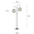 Lampa podłogowa w stylu loftowym z 2 kloszami o kształcie kuli z drutu.