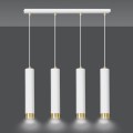 Lampa 4 wiszące tuby w kolorze biało - złotym.