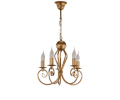 Złoty żyrandol świecznikowy na 5 żarówek.