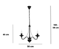 Czarny 3 ramienny żyrandol świecznikowy.