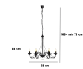 Czarny żyrandol świecznikowy na 6 żarówek.