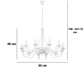 Biały duży żyrandol świecznikowy na 12 żarówek. Średnica 85 cm