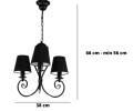 Mały czarny żyrandol z abażurkami.