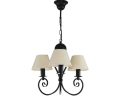 Czarny żyrandol z abażurkami ecru na 3 żarówki.