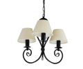Żyrandol klasyczny czarny z abażurkami w kolorze kremowym.