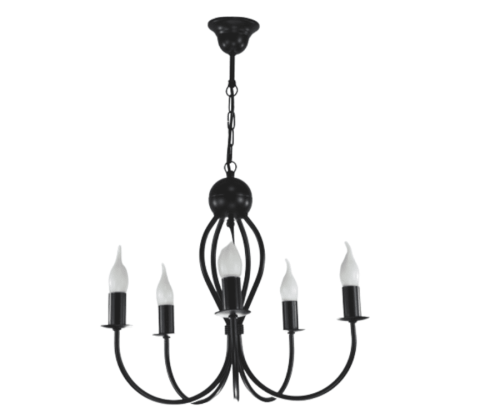 Żyrandol świecznikowy czarny na5 żarówek.