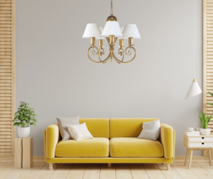 Żyrandol  złoty do sypialni z abażurami KLIWIA 386ZS101 