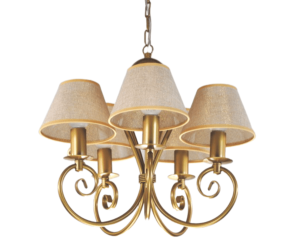 Złoty żyrandol pięcioramienny do pokoju  KLIWIA 386ZS107  