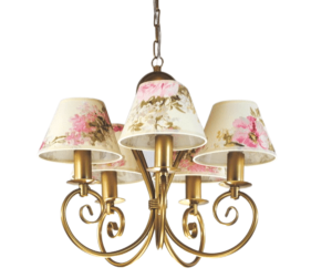 Złoty żyrandol z abażurami kwiaty  KLIWIA 386ZS118   