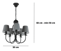 Klasyczny żyrandol do saloniku z szarymi abażurami.