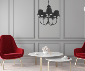 Klasyczny czarny żyrandol z abażurami  SURMIA  719S014