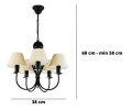 Żyrandol z abażurami  w kolorze kremowym.