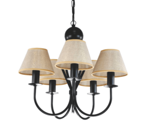 Żyrandol z abażurami złoty len SURMIA  719S107