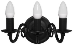 Kinkiet trójramienny czarny świecznikowy  ARES  L382C