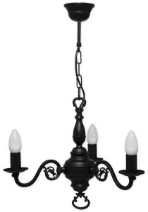 Żyrandol czarny  klasyczny świecznikowy ARES  L383C