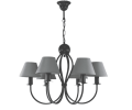 Żyrandol czarny z szarymi abażurami do salonu i pokoju.