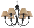Czarny żyrandol z klosikami w kolorze naturalnym - juta.