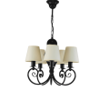 Nieduży żyrandol w kolorze czarnym z klosikami w kolorze kremowym - ceru.