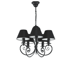 Czarny żyrandol klasyczny z czarnymi abażurkami  KLIWIA 386S114