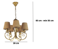 Klasyczny złoty żyrandol z abażurkami w kolorze eko - naturalnym.