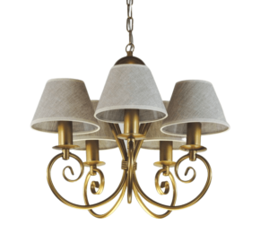 Złoty żyrandol pięcioramienny  do pokoju  KLIWIA 386ZS105